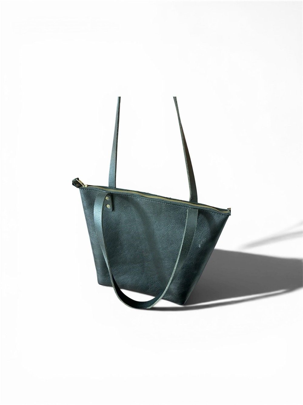 Black Portland Leather Zip-Top Tote